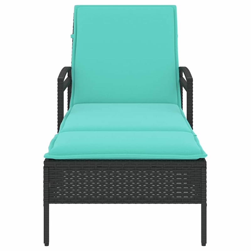 vidaXL Poly Rattan 1-Person Sun Lounger in Black