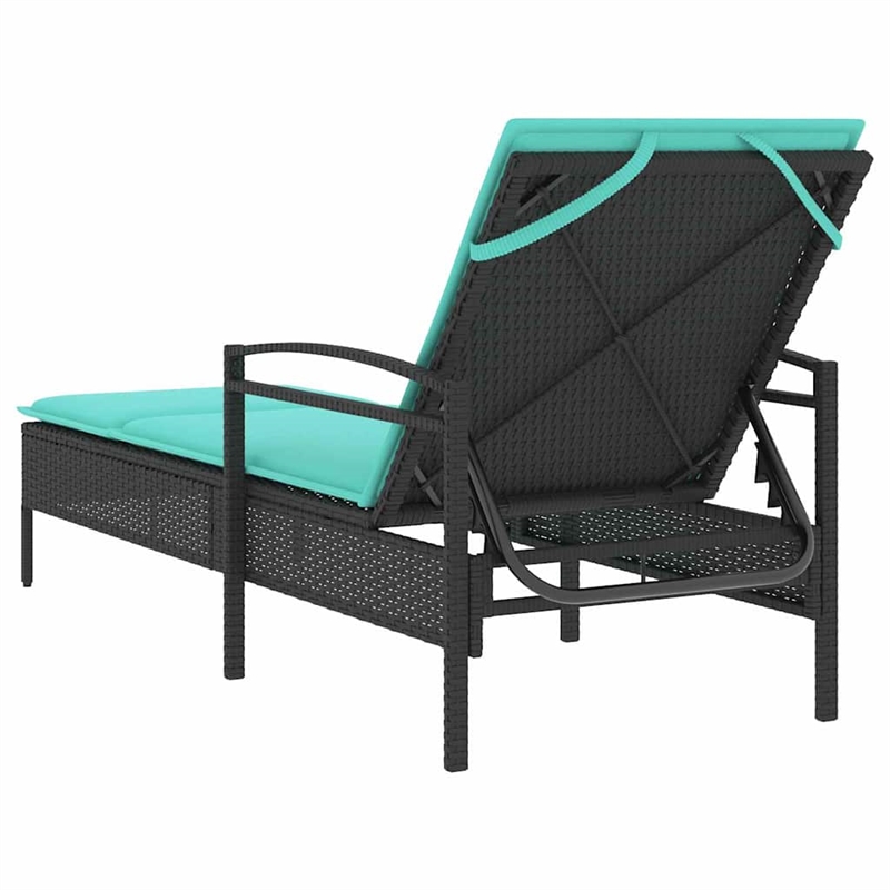 vidaXL Poly Rattan 1-Person Sun Lounger in Black