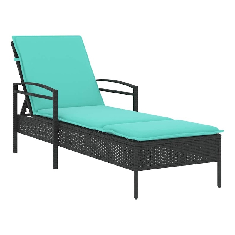 vidaXL Poly Rattan 1-Person Sun Lounger in Black