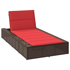 vidaXL Patio Poly Rattan Single Durable Sunbed in Brown