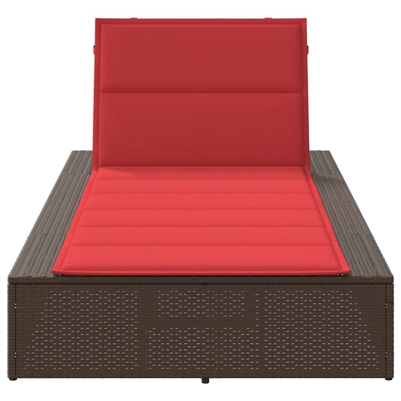 vidaXL Patio Poly Rattan Single Durable Sunbed in Brown