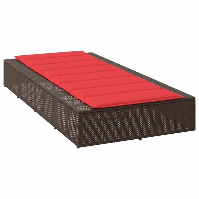 vidaXL Patio Poly Rattan Single Durable Sunbed in Brown