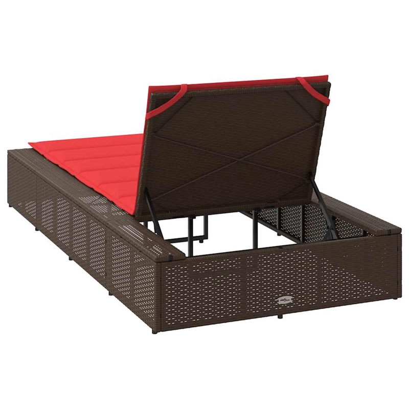 vidaXL Patio Poly Rattan Single Durable Sunbed in Brown