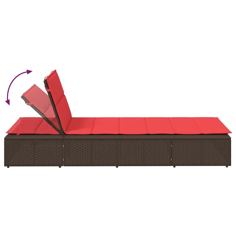 vidaXL Patio Poly Rattan Single Durable Sunbed in Brown