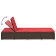 vidaXL Patio Poly Rattan Single Durable Sunbed in Brown