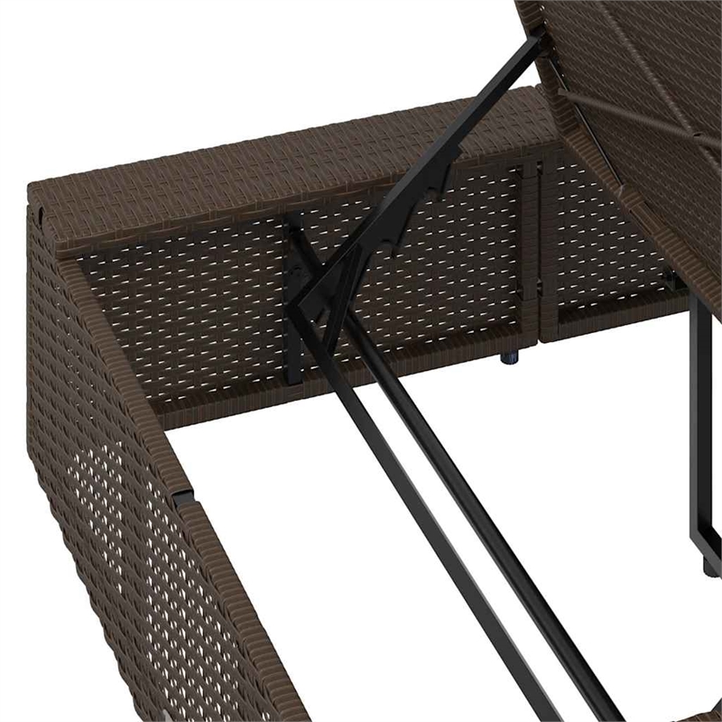 vidaXL Patio Poly Rattan Single Durable Sunbed in Brown