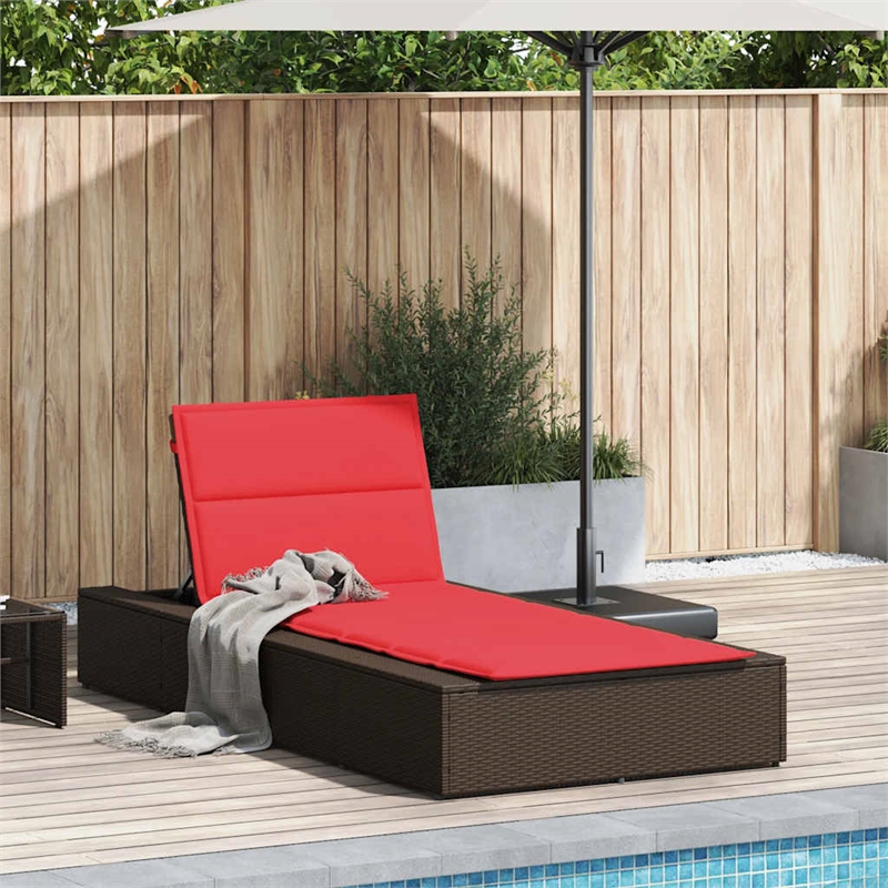vidaXL Patio Poly Rattan Single Durable Sunbed in Brown