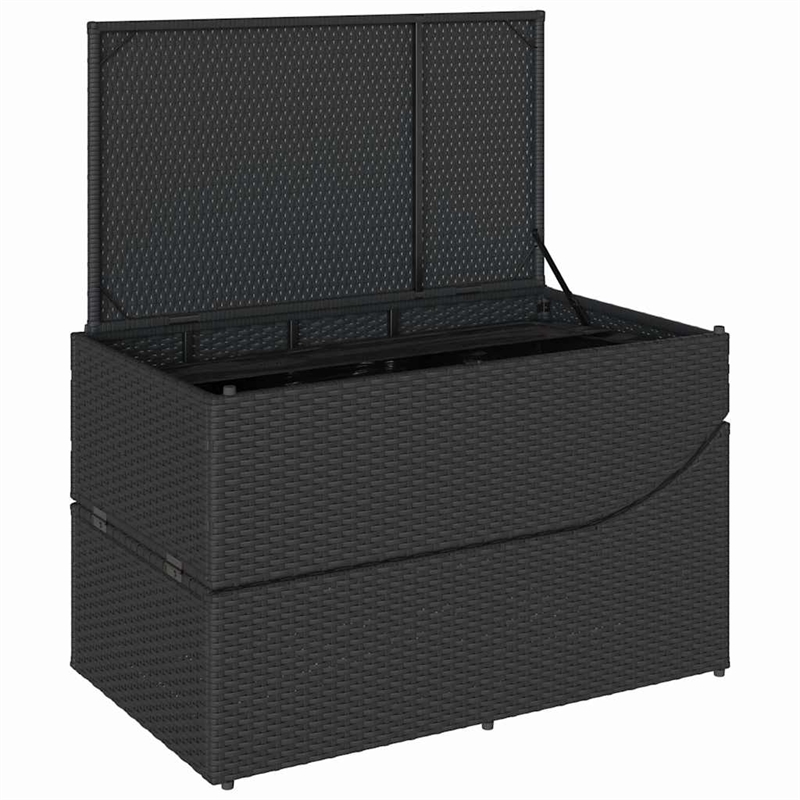 vidaXL PE Rattan Folding Standard Sun Lounger in Black