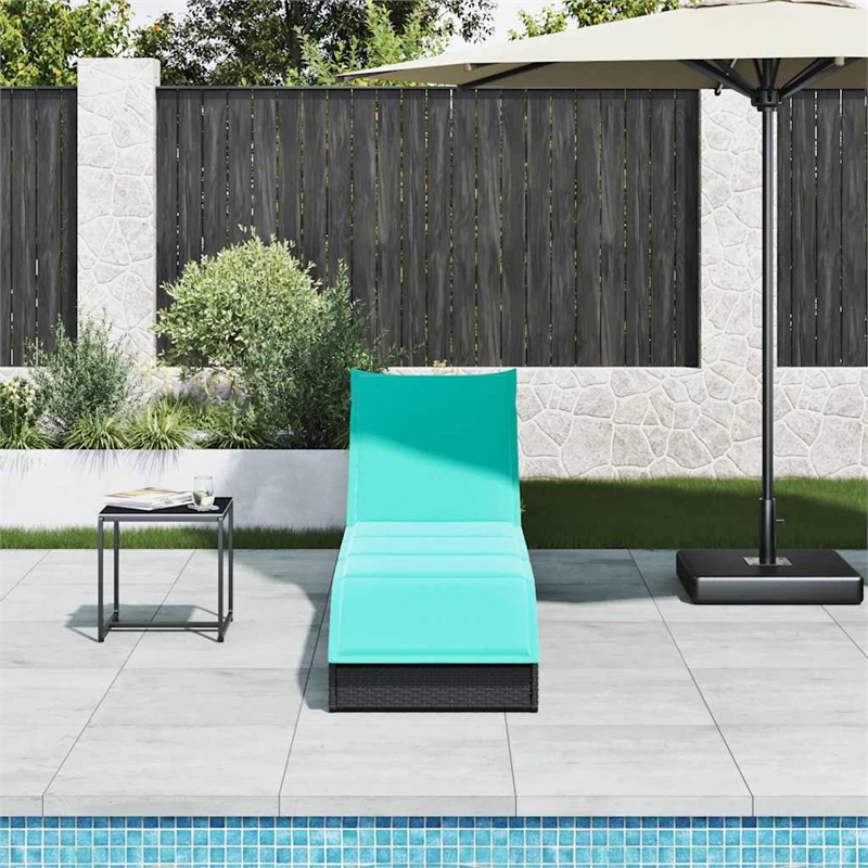 vidaXL PE Rattan Folding Standard Sun Lounger in Black