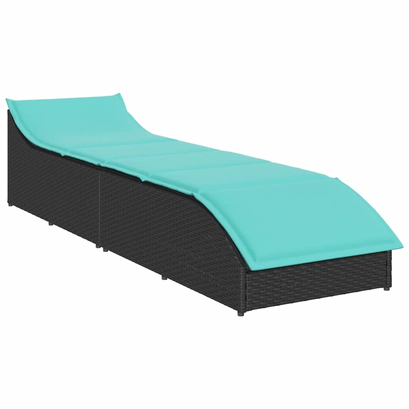 vidaXL PE Rattan Folding Standard Sun Lounger in Black