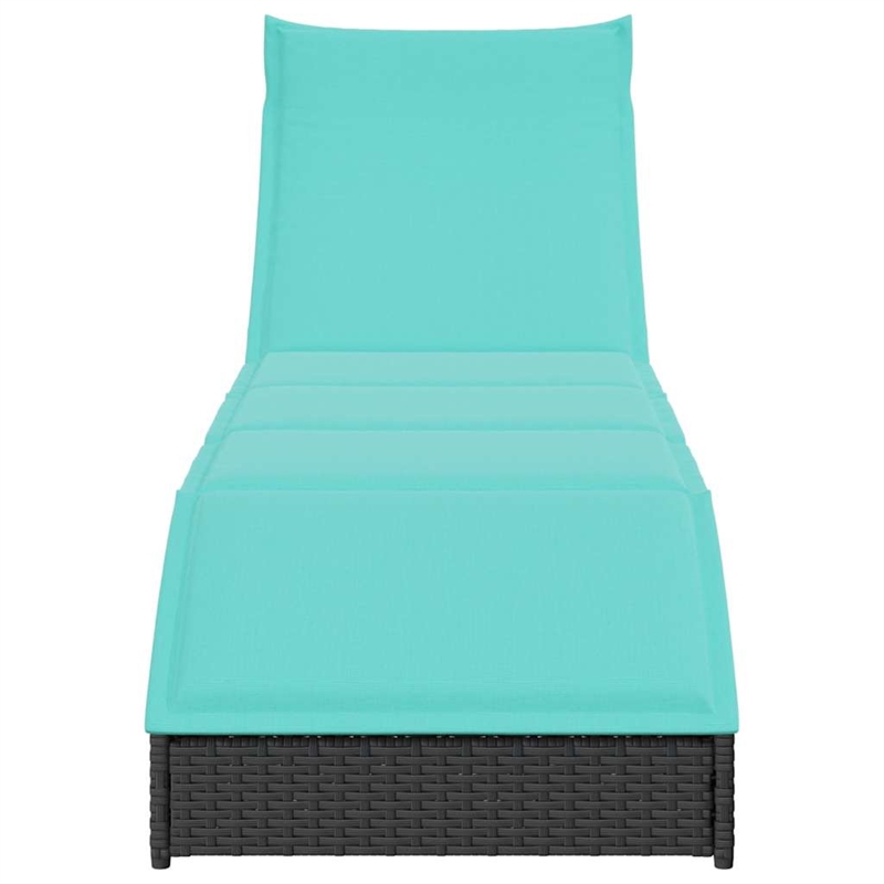 vidaXL PE Rattan Folding Standard Sun Lounger in Black