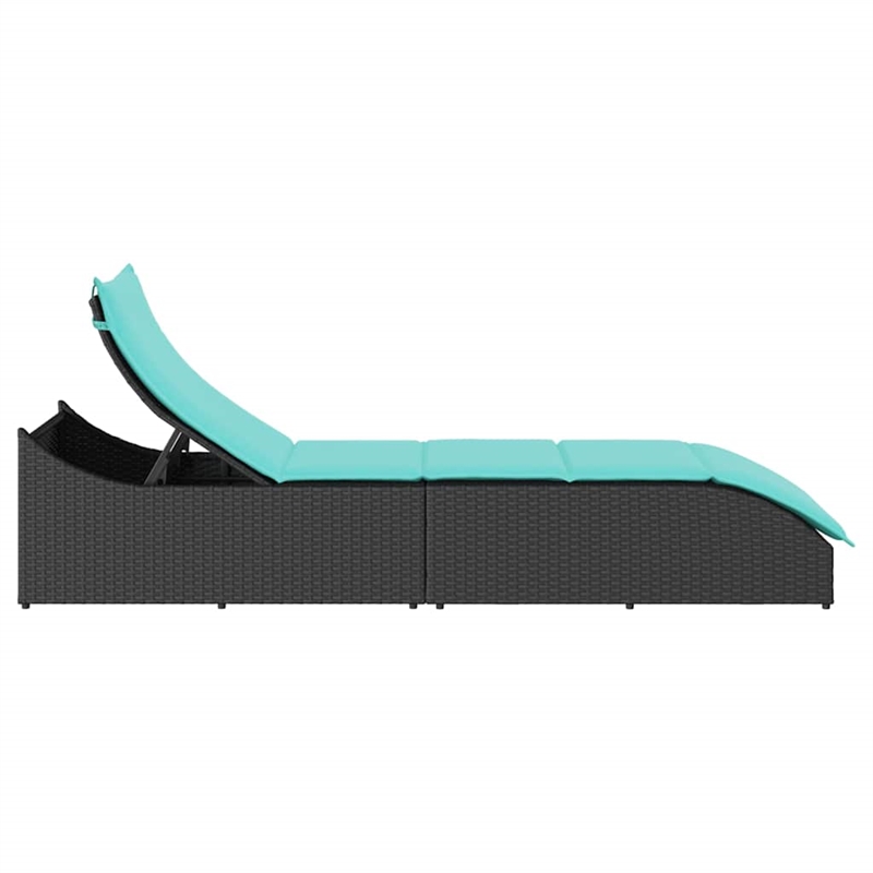 vidaXL PE Rattan Folding Standard Sun Lounger in Black
