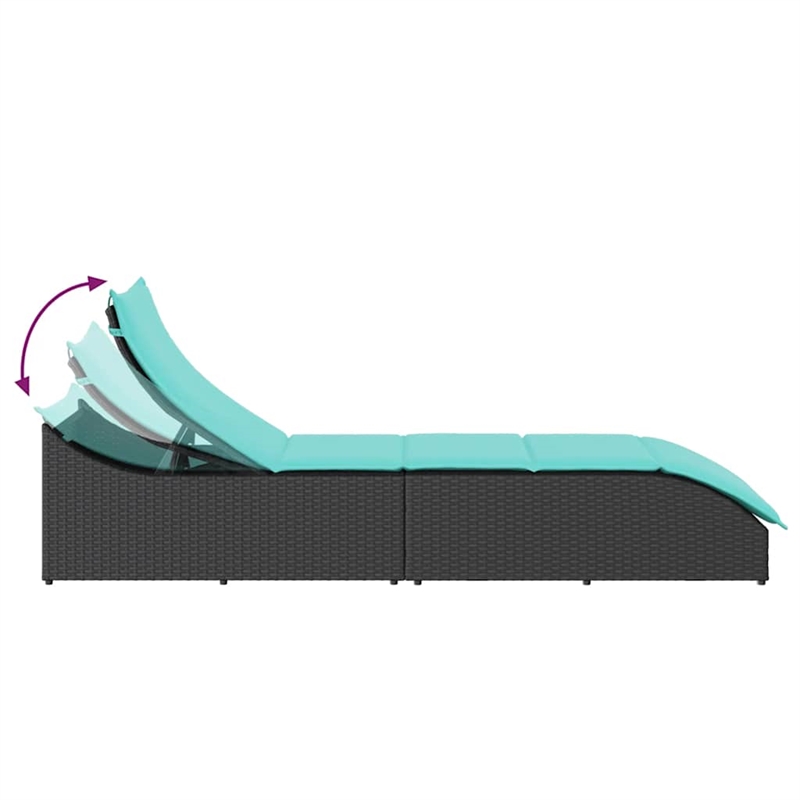 vidaXL PE Rattan Folding Standard Sun Lounger in Black