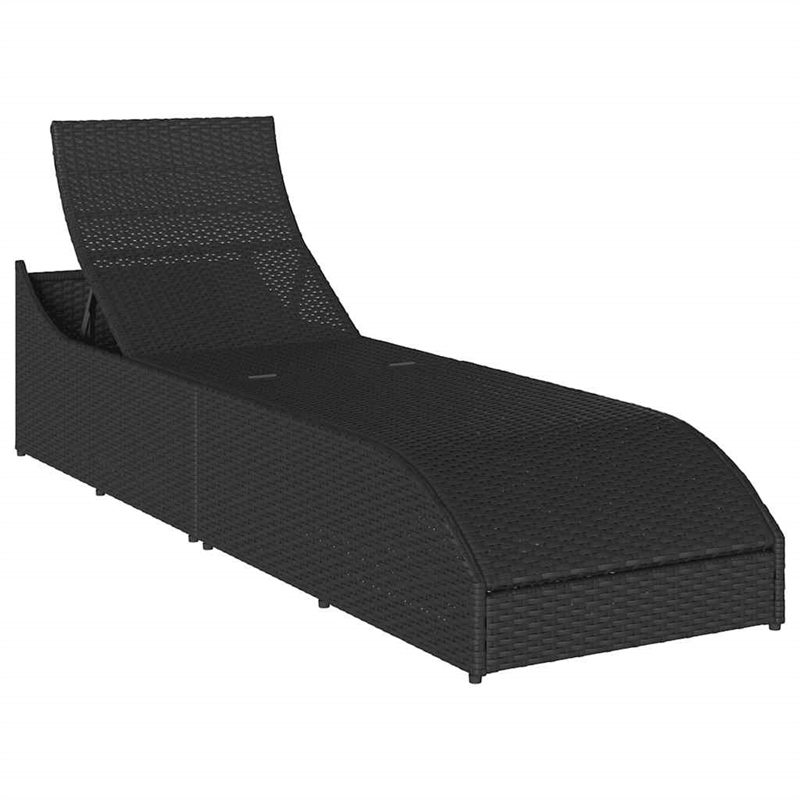vidaXL PE Rattan Folding Standard Sun Lounger in Black