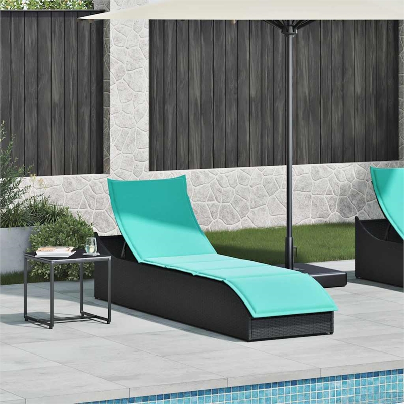vidaXL PE Rattan Folding Standard Sun Lounger in Black