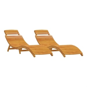 vidaXL Folding Sun Lounger 2 pcs in Brown