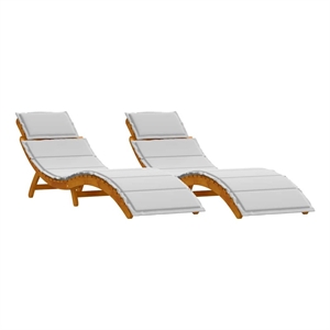vidaXL Solid Acacia Wood Folding Sun Lounger 2 pcs in Light Gray