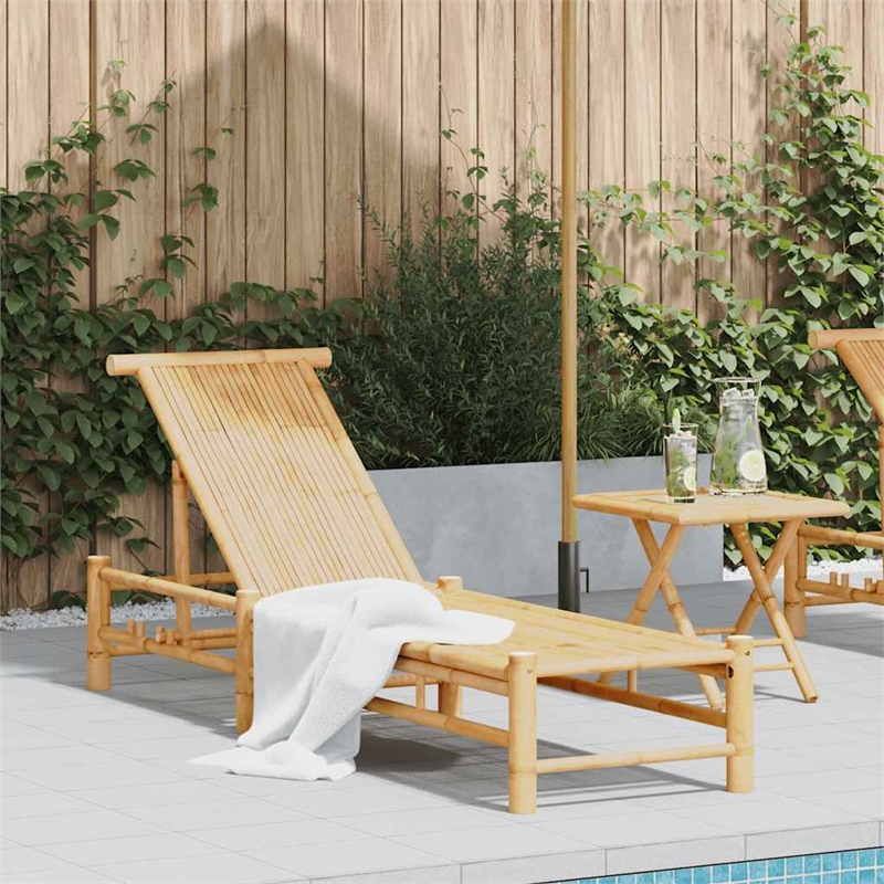 vidaXL Natural Bamboo Adult-Size Sun Lounger in Natural