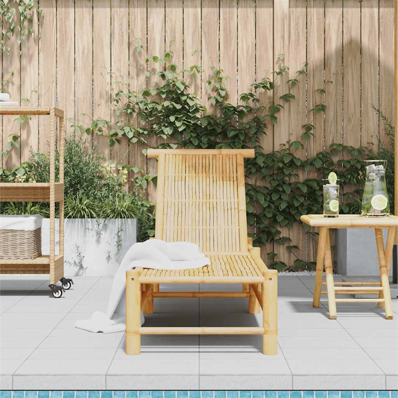 vidaXL Natural Bamboo Adult-Size Sun Lounger in Natural