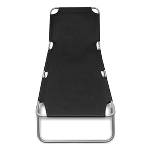 vidaXL 74.4&quot Powder-Coated Steel Foldable Sun Lounger in Black