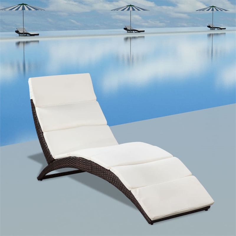 vidaXL Sun Lounger in Brown and Cream White