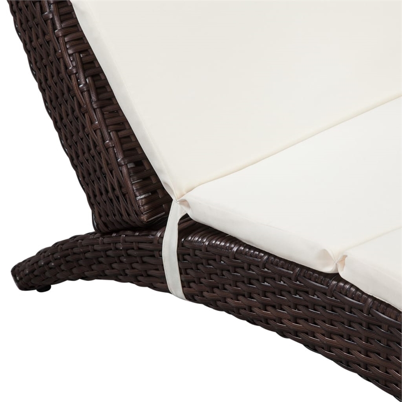 vidaXL Sun Lounger in Brown and Cream White