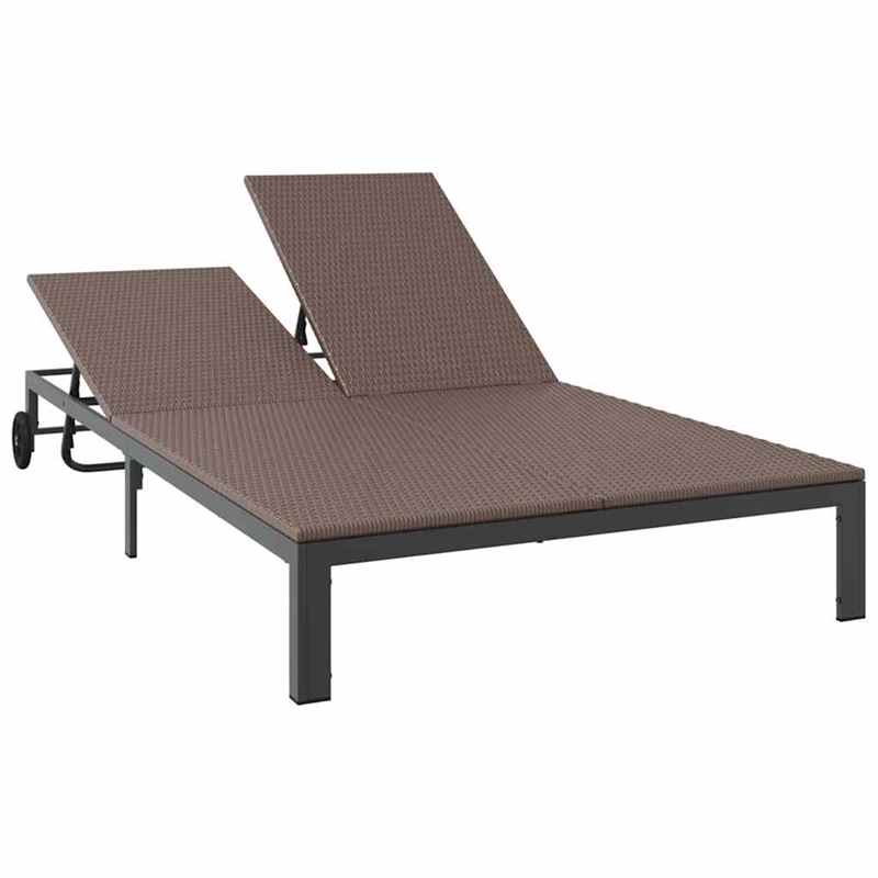vidaXL Poly Rattan Reclining 1-Person Sunbed in Brown