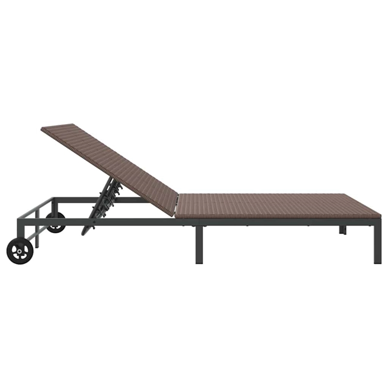 vidaXL Poly Rattan Reclining 1-Person Sunbed in Brown