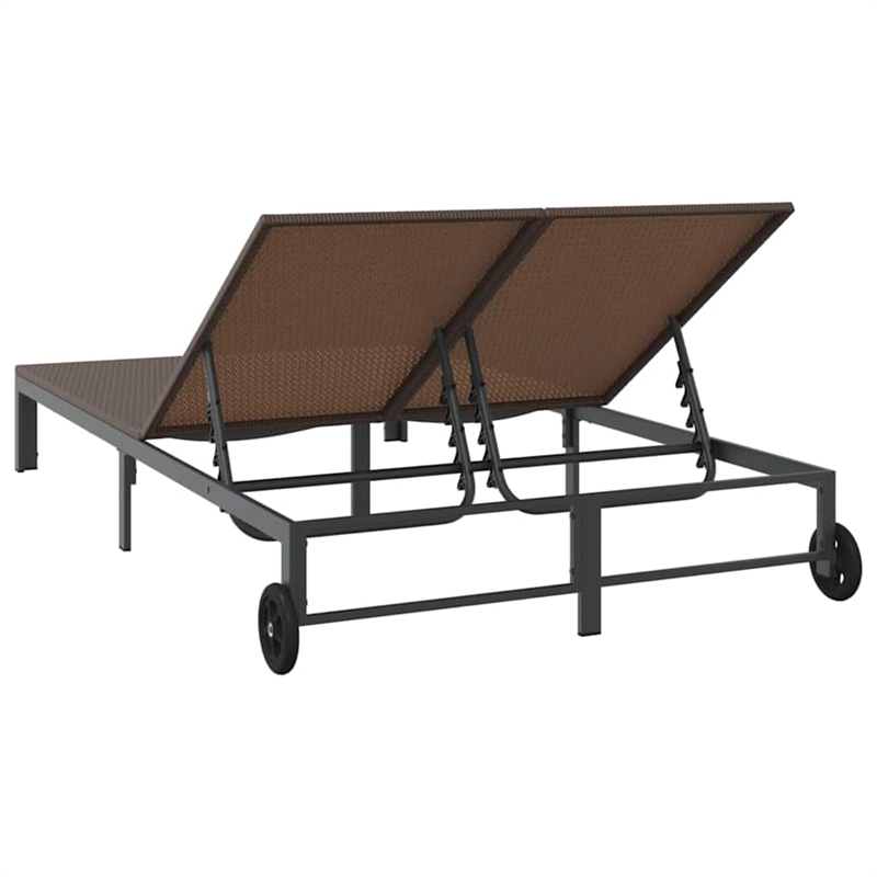 vidaXL Poly Rattan Reclining 1-Person Sunbed in Brown