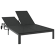 vidaXL Poly Rattan Reclining 1-Person Sunbed  in Black