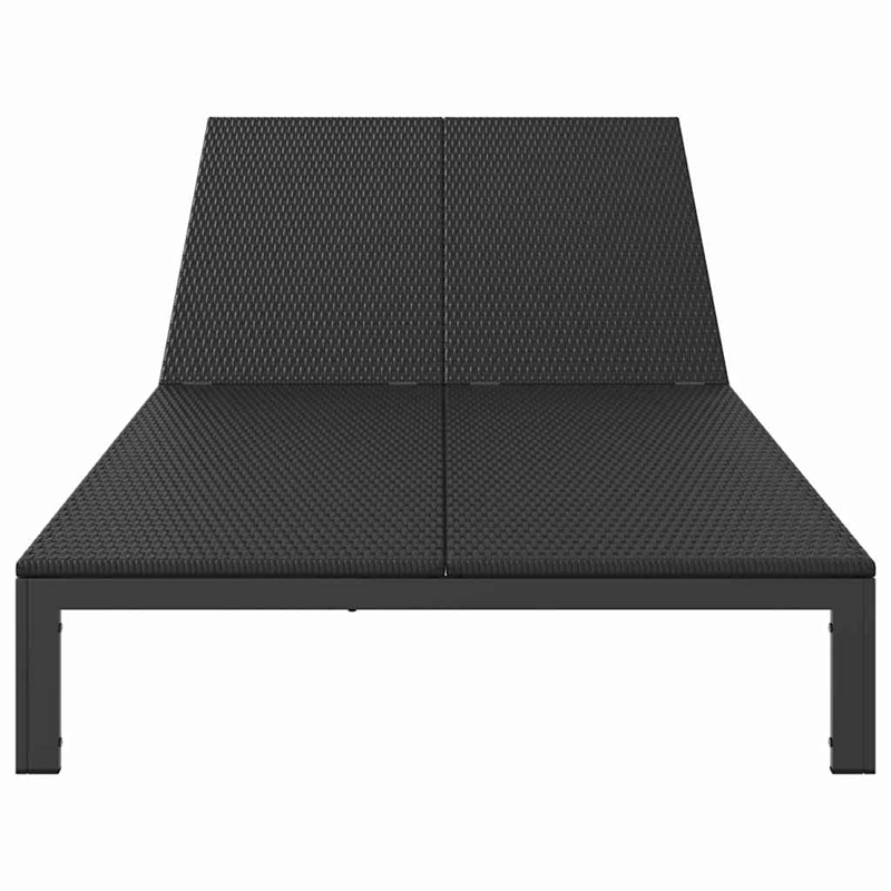 vidaXL Poly Rattan Reclining 1-Person Sunbed  in Black