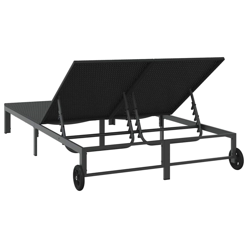vidaXL Poly Rattan Reclining 1-Person Sunbed  in Black