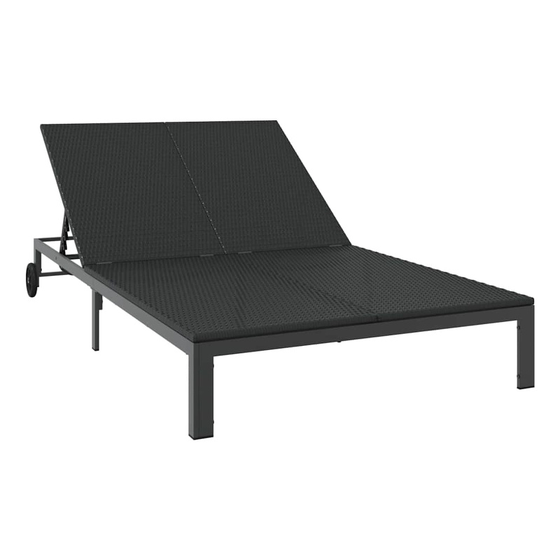 vidaXL Poly Rattan Reclining 1-Person Sunbed  in Black