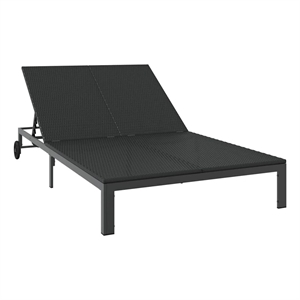 vidaXL Poly Rattan Reclining 1-Person Sunbed  in Black