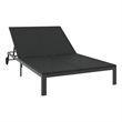 vidaXL Poly Rattan Reclining 1-Person Sunbed  in Black