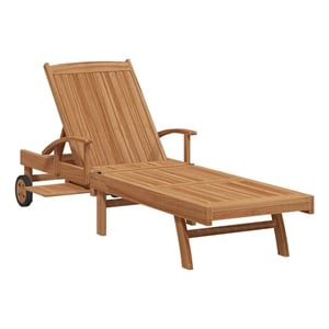 vidaXL Solid Teak Wood Sun Lounger in Brown
