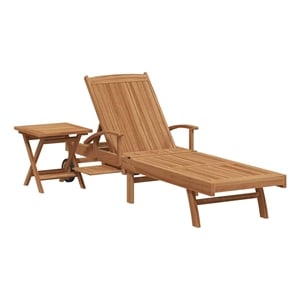 vidaXL Solid Teak Wood Folding Sun Lounger 2 pcs w/ Cushion in Brown