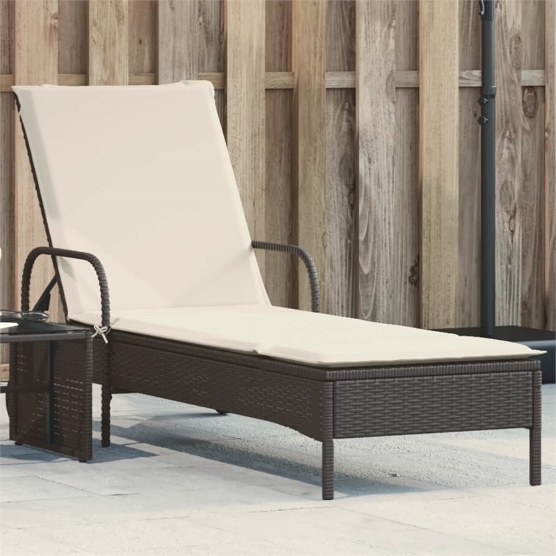 vidaXL PE Rattan Steel Standard Sun Lounger in Black