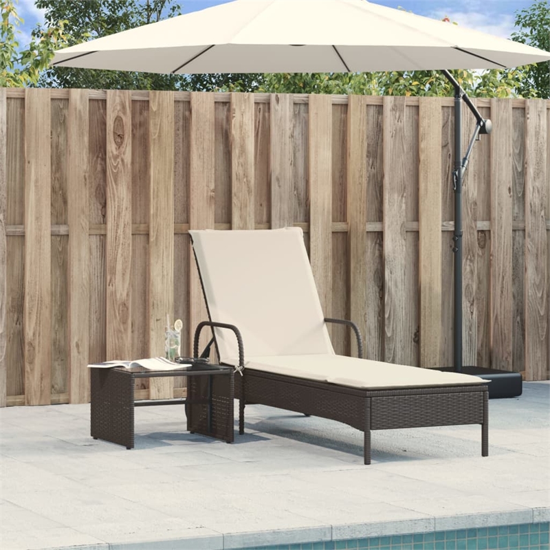 vidaXL PE Rattan Steel Standard Sun Lounger in Black