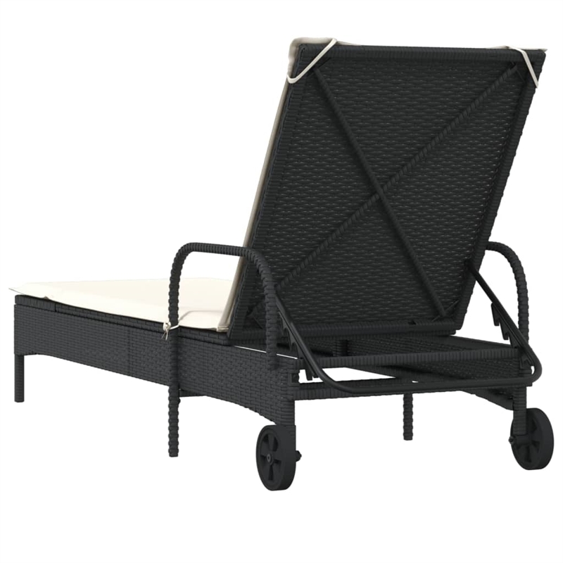 vidaXL PE Rattan Steel Standard Sun Lounger in Black