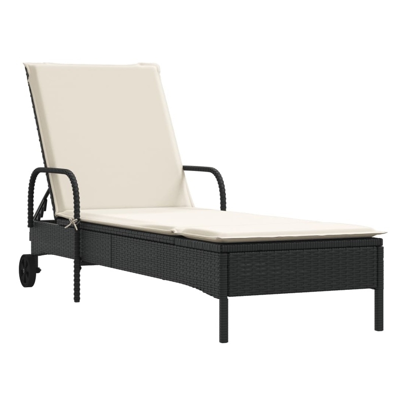 vidaXL PE Rattan Steel Standard Sun Lounger in Black