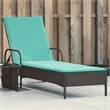 vidaXL PE Rattan Standard Sun Lounger w/ Armrests in Black