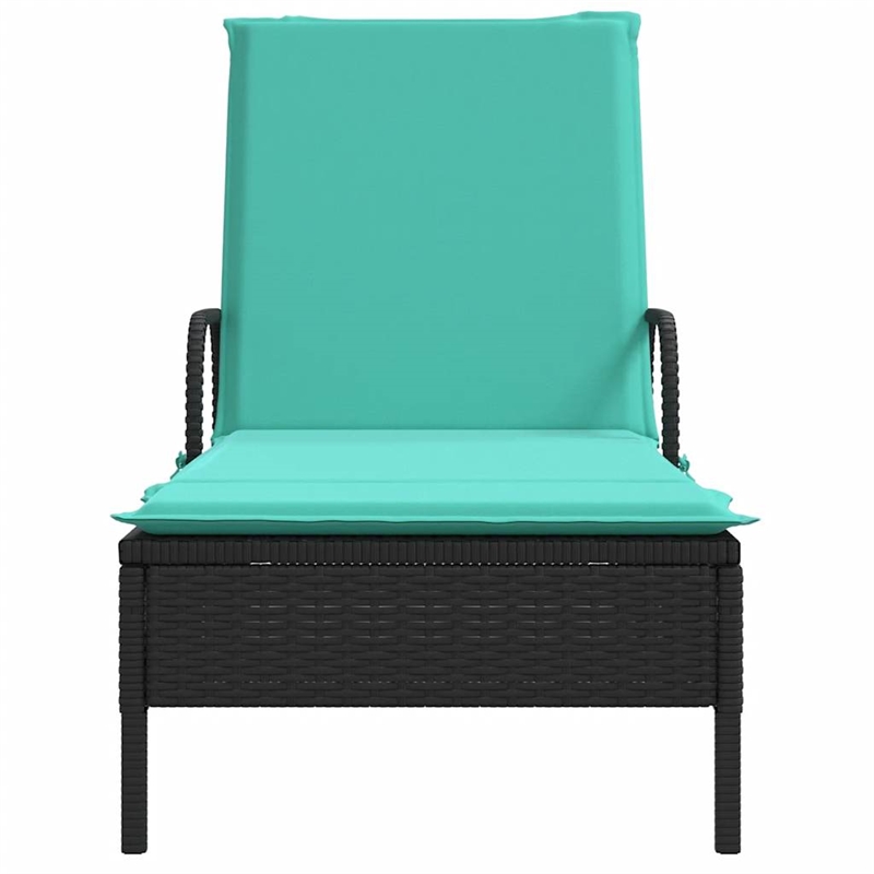 vidaXL PE Rattan Standard Sun Lounger w/ Armrests in Black