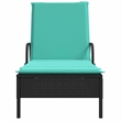 vidaXL PE Rattan Standard Sun Lounger w/ Armrests in Black