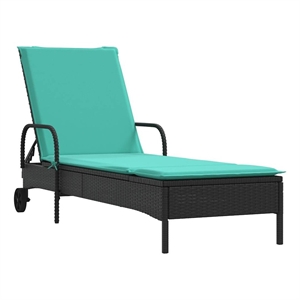 vidaXL PE Rattan Standard Sun Lounger w/ Armrests in Black