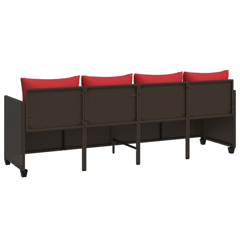 vidaXL PE Rattan Steel Polyester Sun Lounger in Brown
