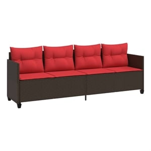 vidaXL PE Rattan Steel Polyester Sun Lounger in Brown