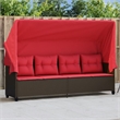 vidaXL PE Rattan Large Sun Lounger w/ Covers in Brown