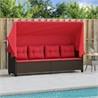 vidaXL PE Rattan Large Sun Lounger w/ Covers in Brown