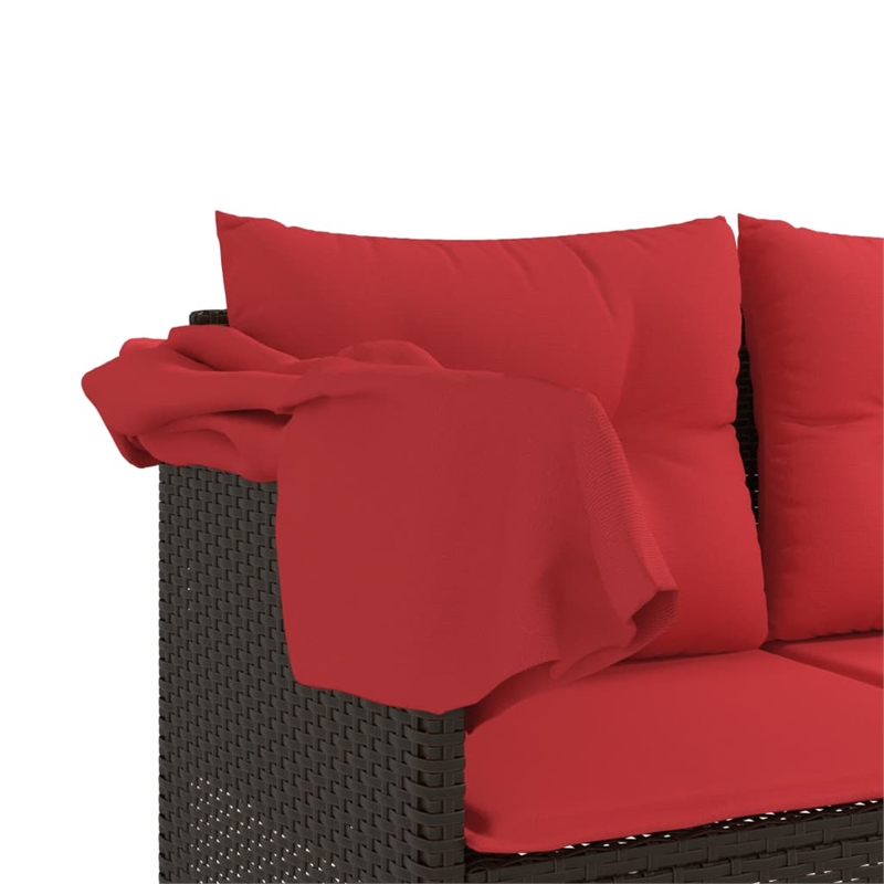 vidaXL PE Rattan Large Sun Lounger w/ Covers in Brown